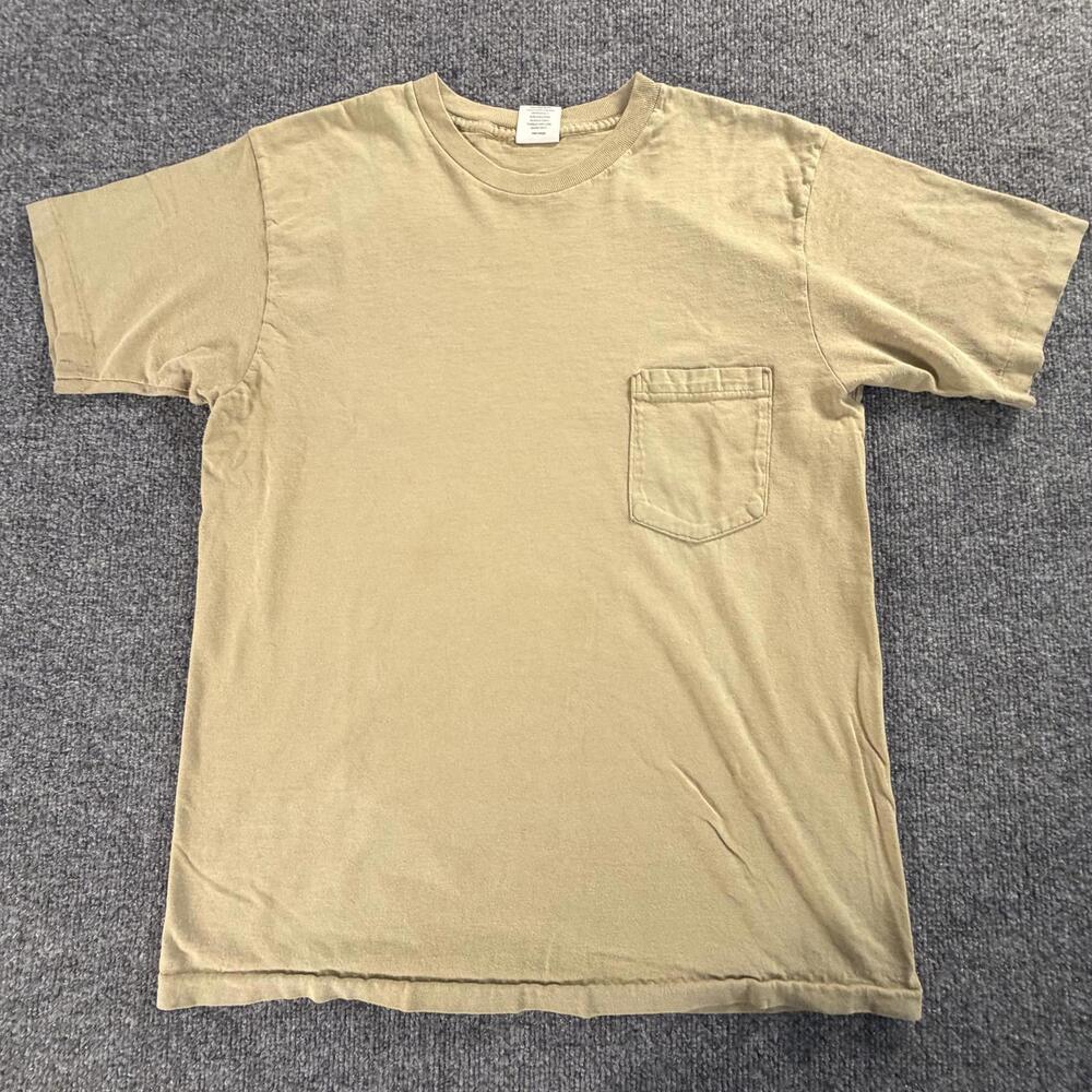 Vintage Old Navy‎ USA Made Pocket T-Shirt Mens Medium Beige 90s Tan Cotton #816